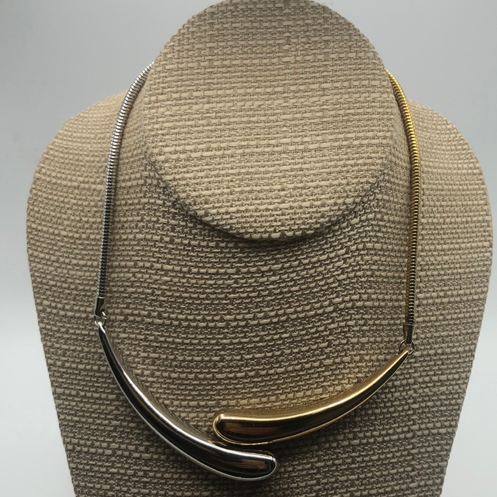 Napier Duotone Gold and Silver Choker, Signed, Vintage